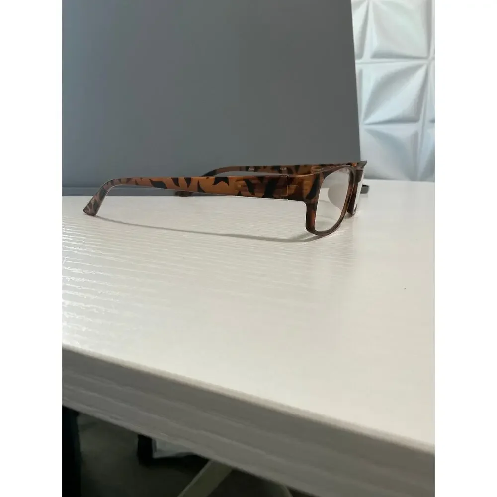 Brown & White Animal Print Square Frame Reading Glasses Women's +1.25